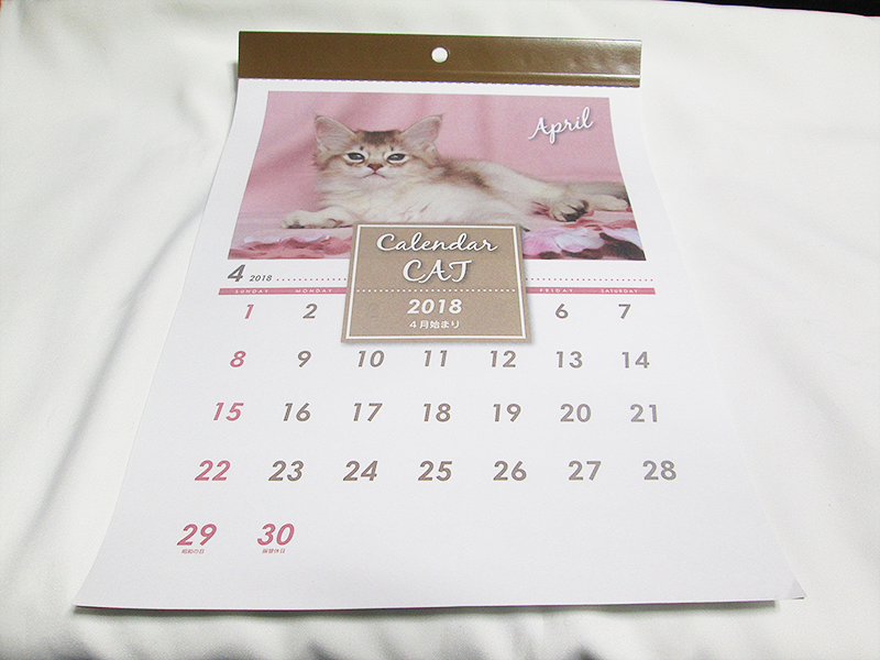 レビュー 100均 セリア 壁掛けカレンダー Cat 4月はじまり 4月始まりの壁掛けカレンダーで猫 Zero Neta
